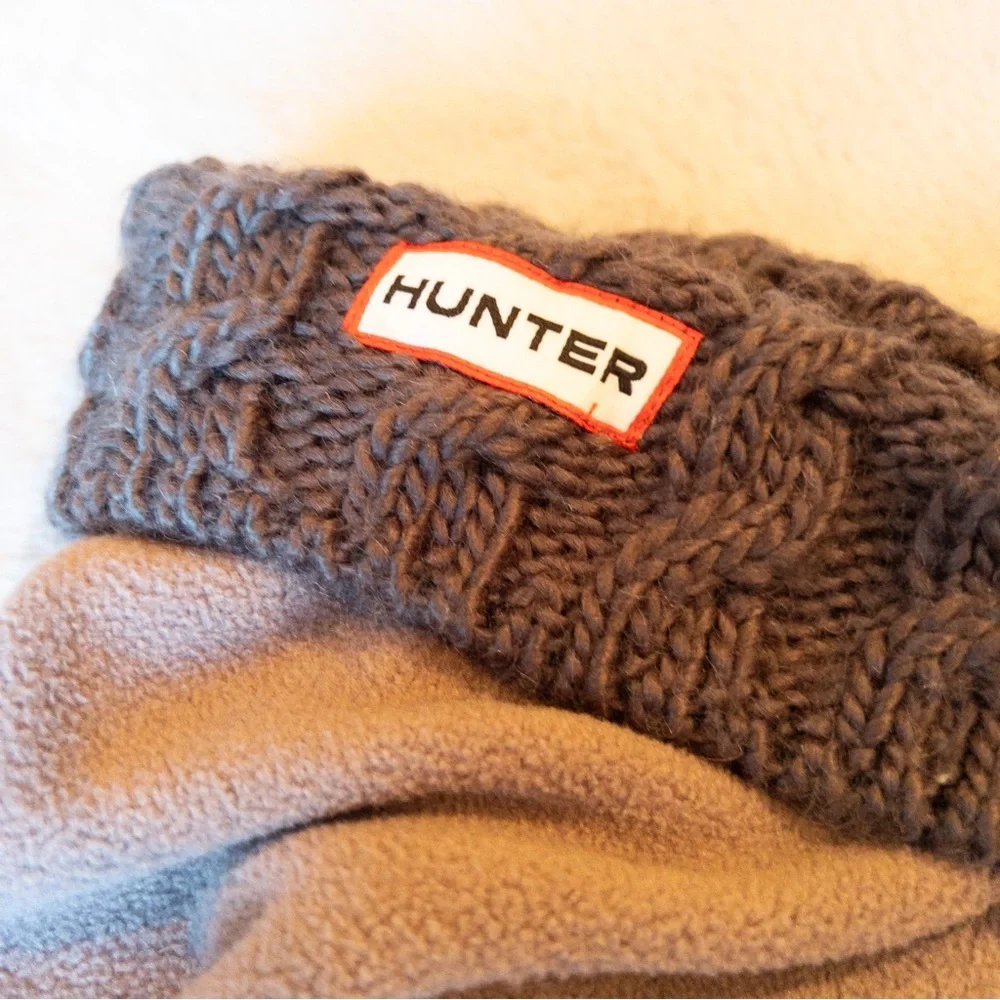 Hunter Cable Knit Welly Boot Socks Charcoal Gray ML US8-10 EU39-42 - Picture 3 of 5